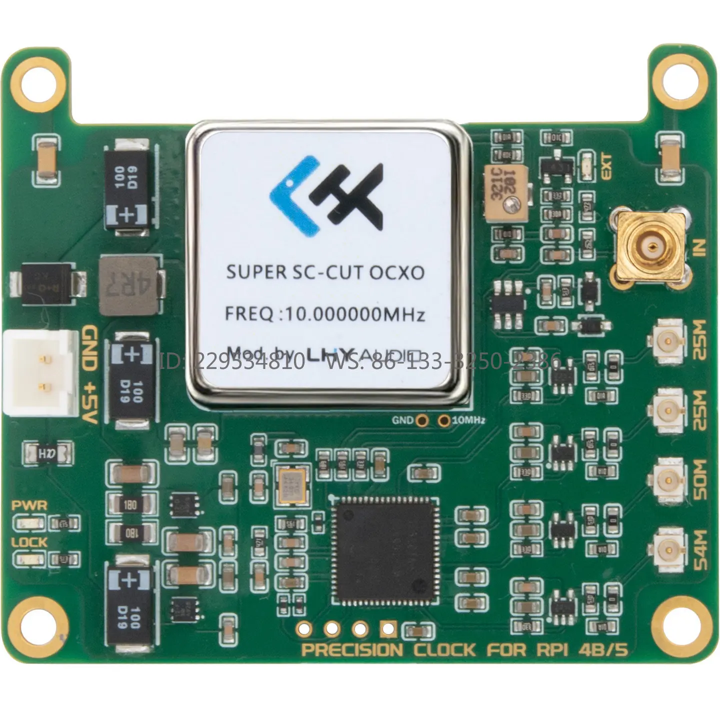 Pi 4B/5 Upgraded and Modified OCXO Ultra Low Phase Noise Constant Temperature Crystal Oscillator PLL Clock Board