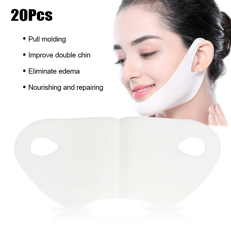 20 hojas de papel desechable grueso para mascarilla de mandíbula inferior, Kit de bricolaje de papel para el cuidado de la piel, almohadillas de mandíbula inferior no tejidas ultrafinas para la piel DIY