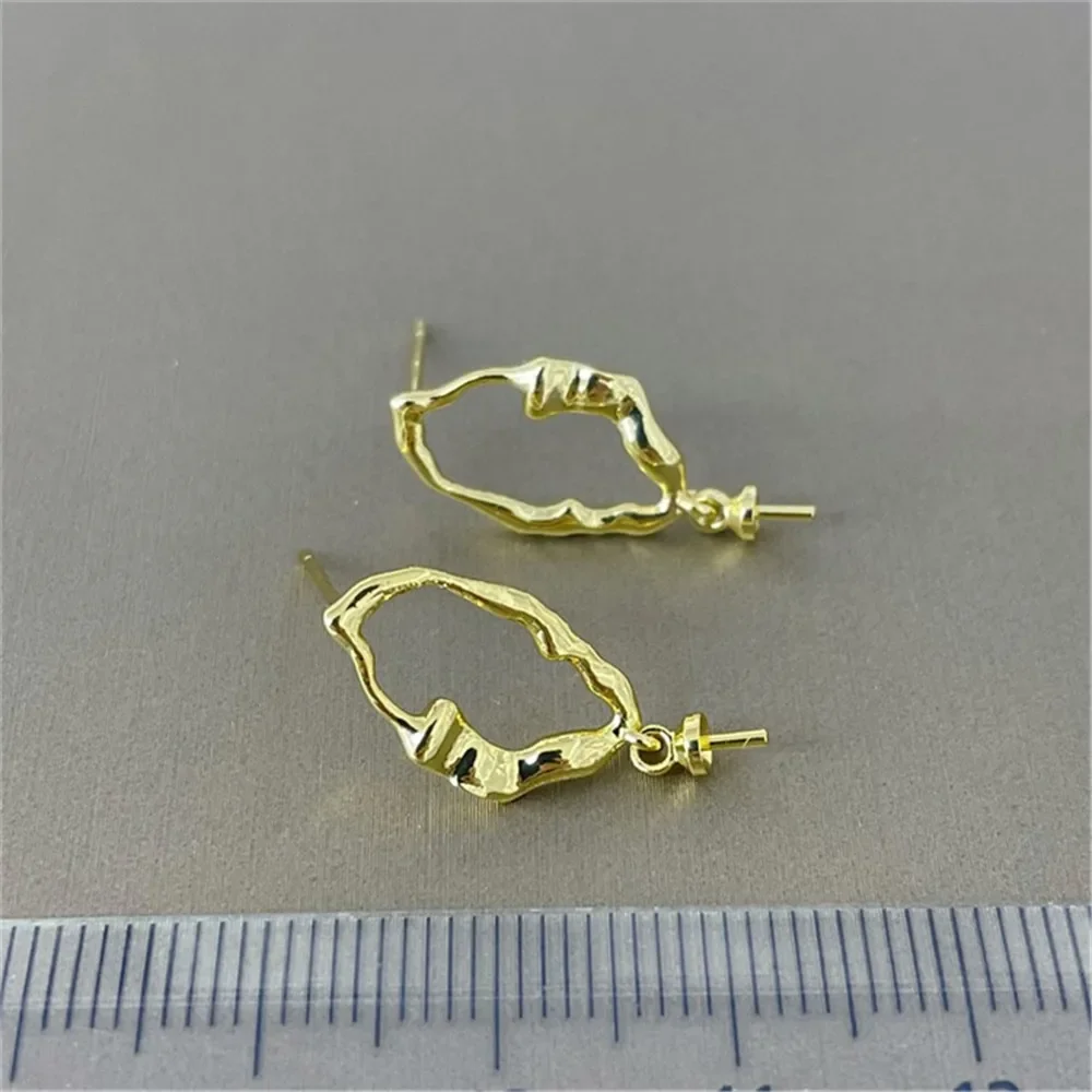 18K Gold Color Earrings Hoops High Quality Jewelry Making Supplies Diy Findings Accessories No Pearl E049