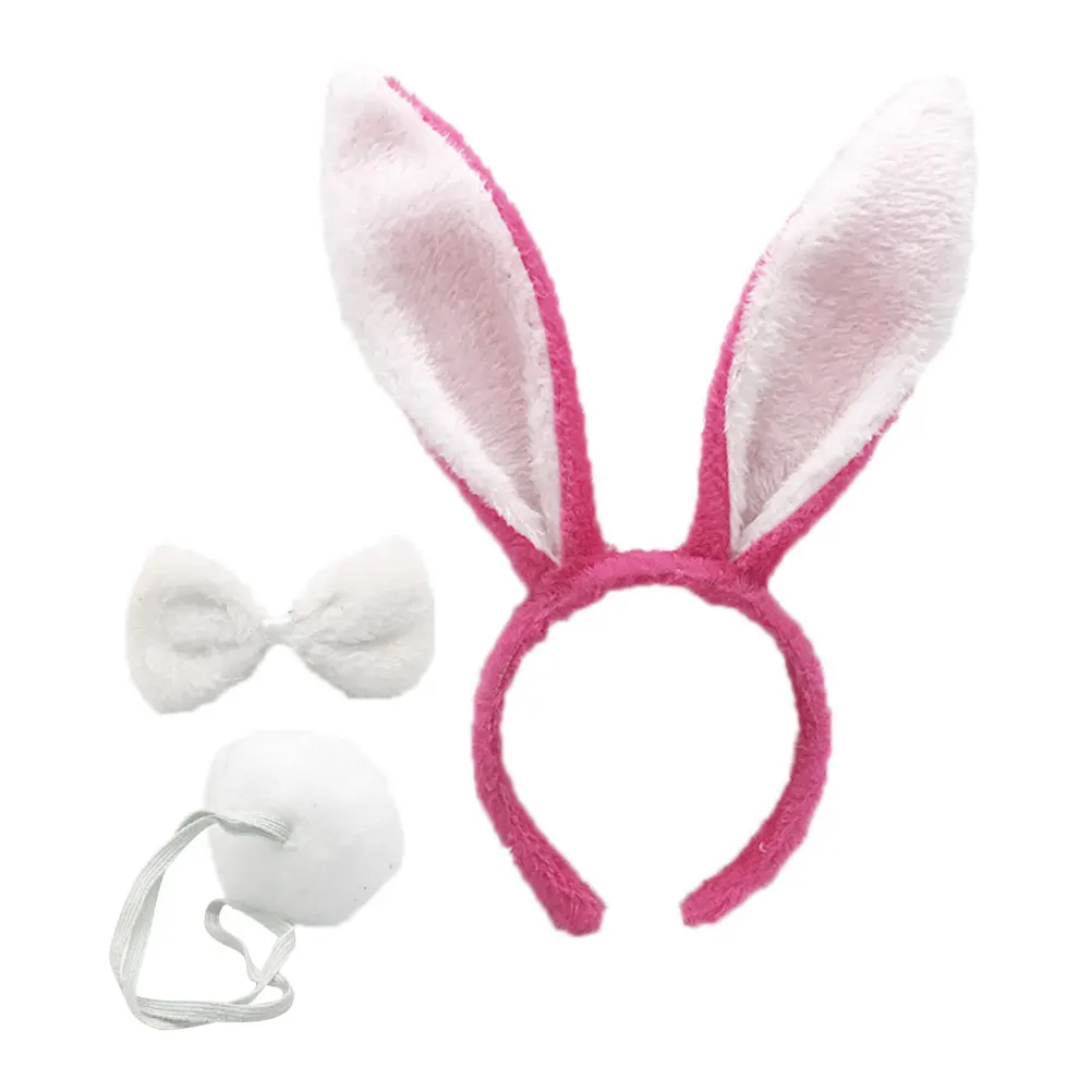 3pcs Hair Band Adjustable Plush Easter Bendable Cute Rabbit Ears Halloween Props