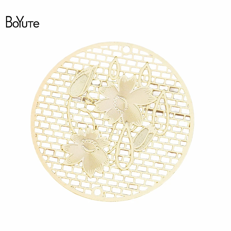 BoYuTe (20 Pieces/Lot) 36MM Brass Filigree Lotus Flower Pendant Sheet for Necklace Jewelry Making Diy Materials