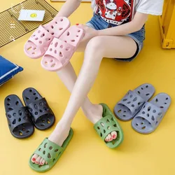 Non-Slip Bathroom Slippers for Men Women, Summer Indoor Quiet Hollow Soft Sole, Leak-Proof Shower Flip Flops for Home