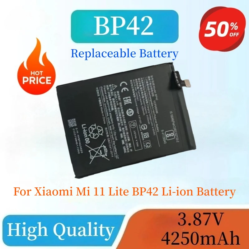 

High Quality BP42 Battery 4250mAh For Xiaomi Mi 11 Lite BP42 Replacement Phone Battery Batteries Bateria Fast Shipping
