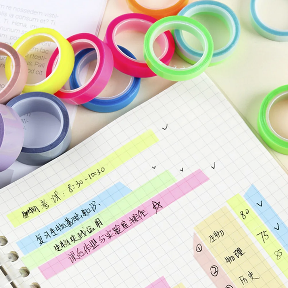 20 Rolls Highlighters Waterproof Index Sticker Page Markers Tape Book Tabs Transparent Sticky for Books Tapes