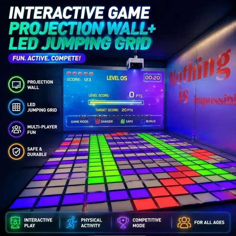 Wmwmnu for Commercial Interactive Projection Wall and LED Jumping Grid Floor Interactive Motion Sensor System for Indoor