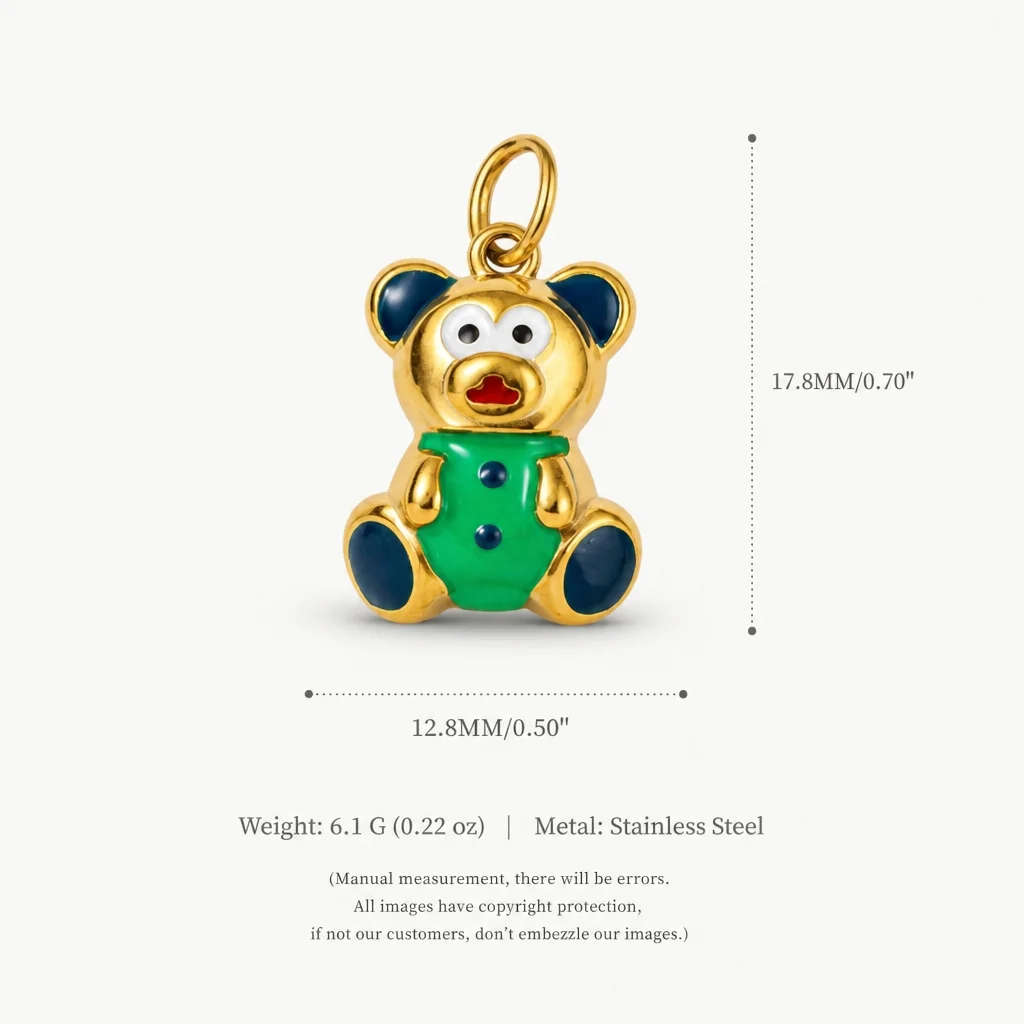 Edelstahl Modischer und Eleganter Teddybär Haferkeks Vitality DIY Anhänger Charms für Schmuck – Detail 5