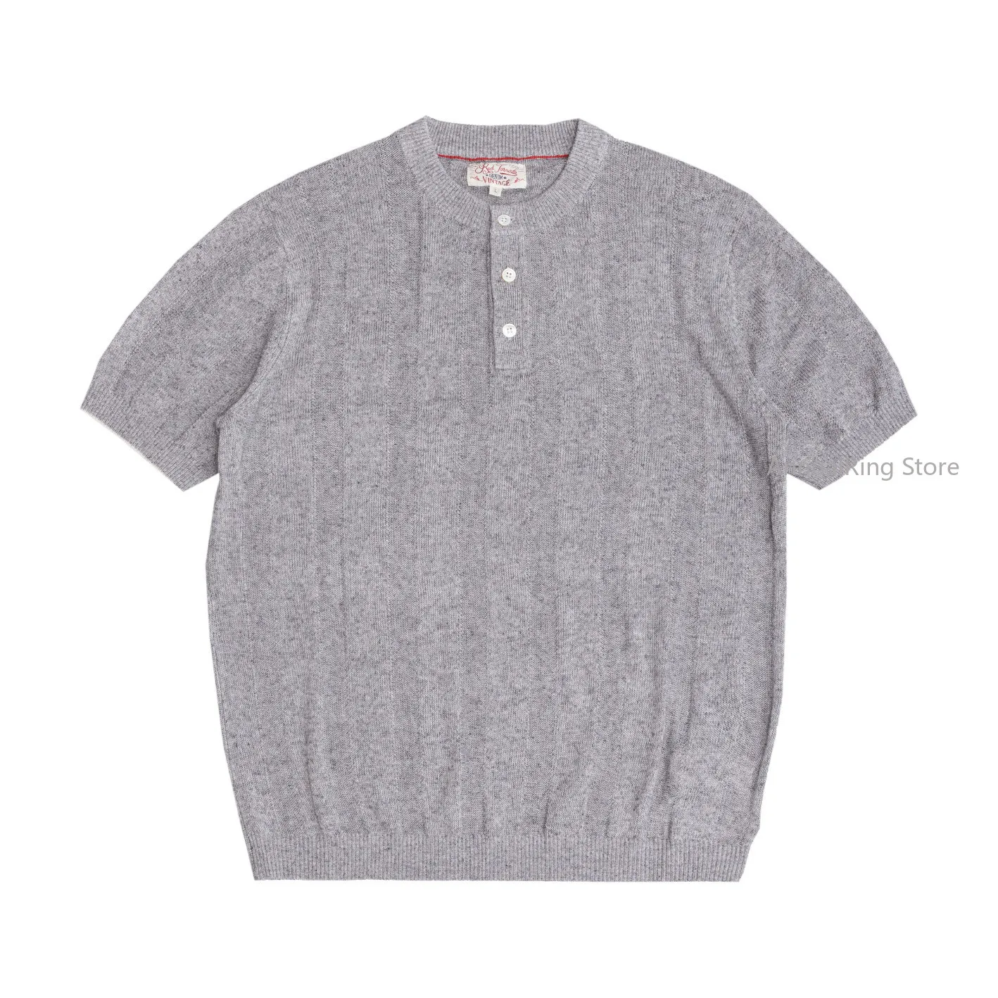 Red Wind Linen Knit Henley Shirt Men Soft Lyocell Blend Casual Short Sleeve T-Shirt Old Money Style
