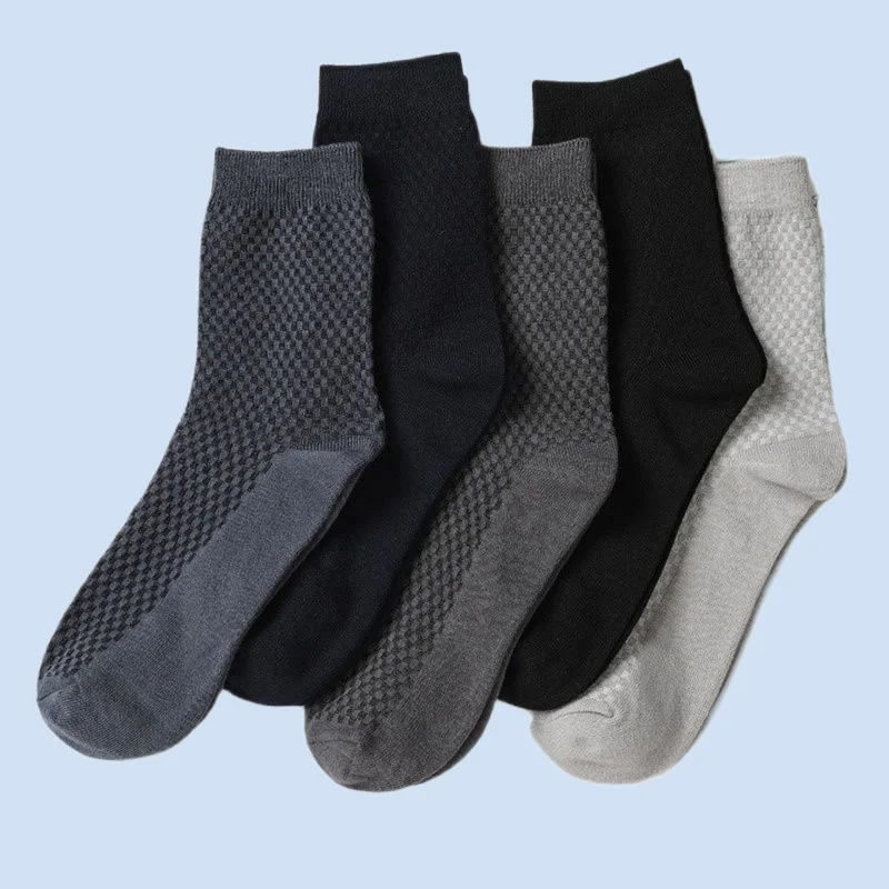 5/10 Pairs Harajuku Retro Breathable Business Man Socks Black Long High Quality Men's Bamboo Sock Deodorant Gift Set Fiber Socks