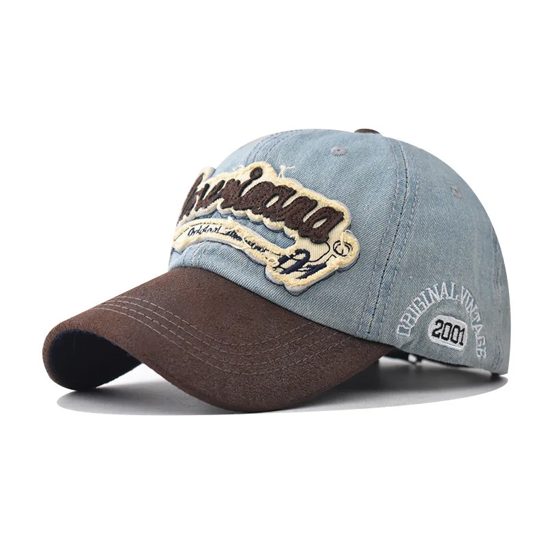 New Men's and Women's Washed Denim America Baseball Cap, High-quality Duckbill Cap