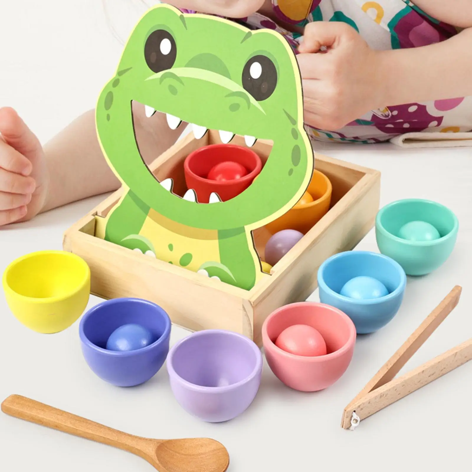 Bolas de arco-íris em copos, brinquedo de classificação de cores, crianças, educacional precoce, meninos, meninas, jogo de correspondência de madeira, habilidades motoras finas, presente de aniversário