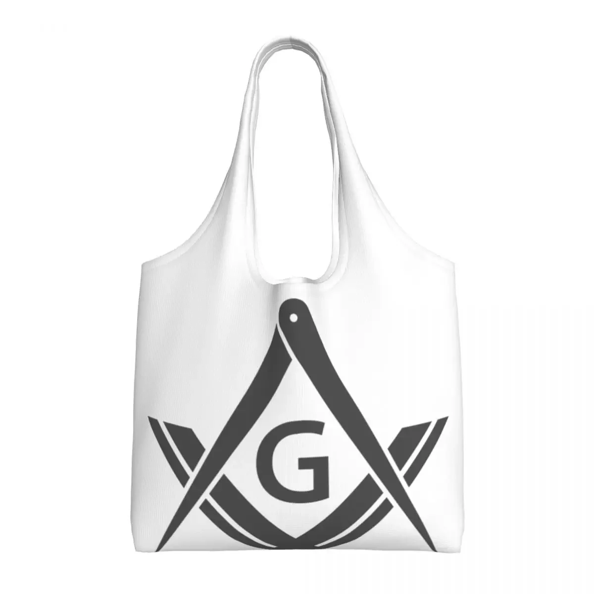 Freemason Logo Groceries Shopping Bags Canvas Shopper Shoulder Tote Bags Big Capacity Portable Masonic Mason Freemasonry Handbag