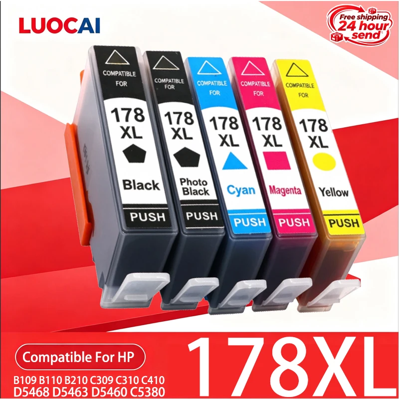 1-3set 178 178XL Ink Cartridge Compatible For HP B109 B110 B210 C309 C310 C410 D5468 D5463 D5460 C5380  printers