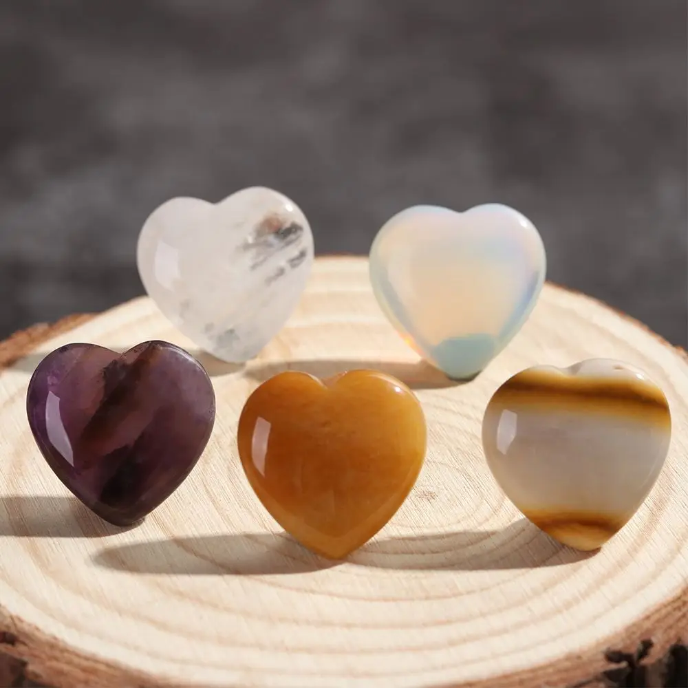 Natural Quartz Heart Shape Crystal Handmade Jewelry Reiki Minerals Chakra Healing Stone Gemstones Pendant Gift Home Decoration