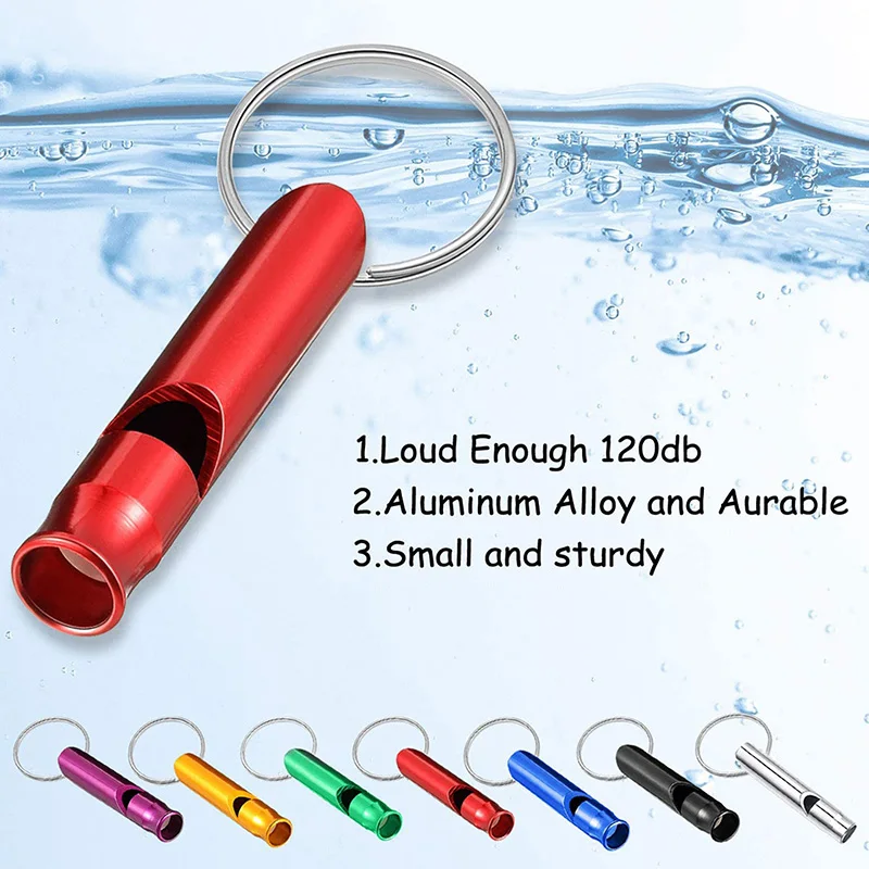 Portable Emergency Survival Whistle Keychain High Decibel Aluminum Alloy Whistle for Outdoor Camping Hiking Sport Pet Training