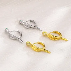 Sterling Silver Color Trendy Pink Zircon Snake Ear-Buckles Women's Earrings Fashion Jewelry