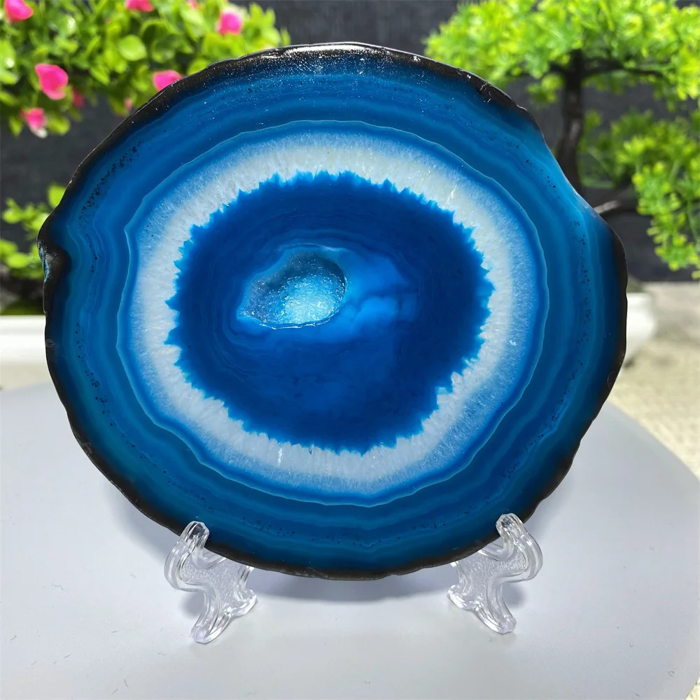 Natural Stone Colored Agate crystal Sheet Coasters Cup Base Mineral Reiki Healing  For Home Decoration Mineral Gift