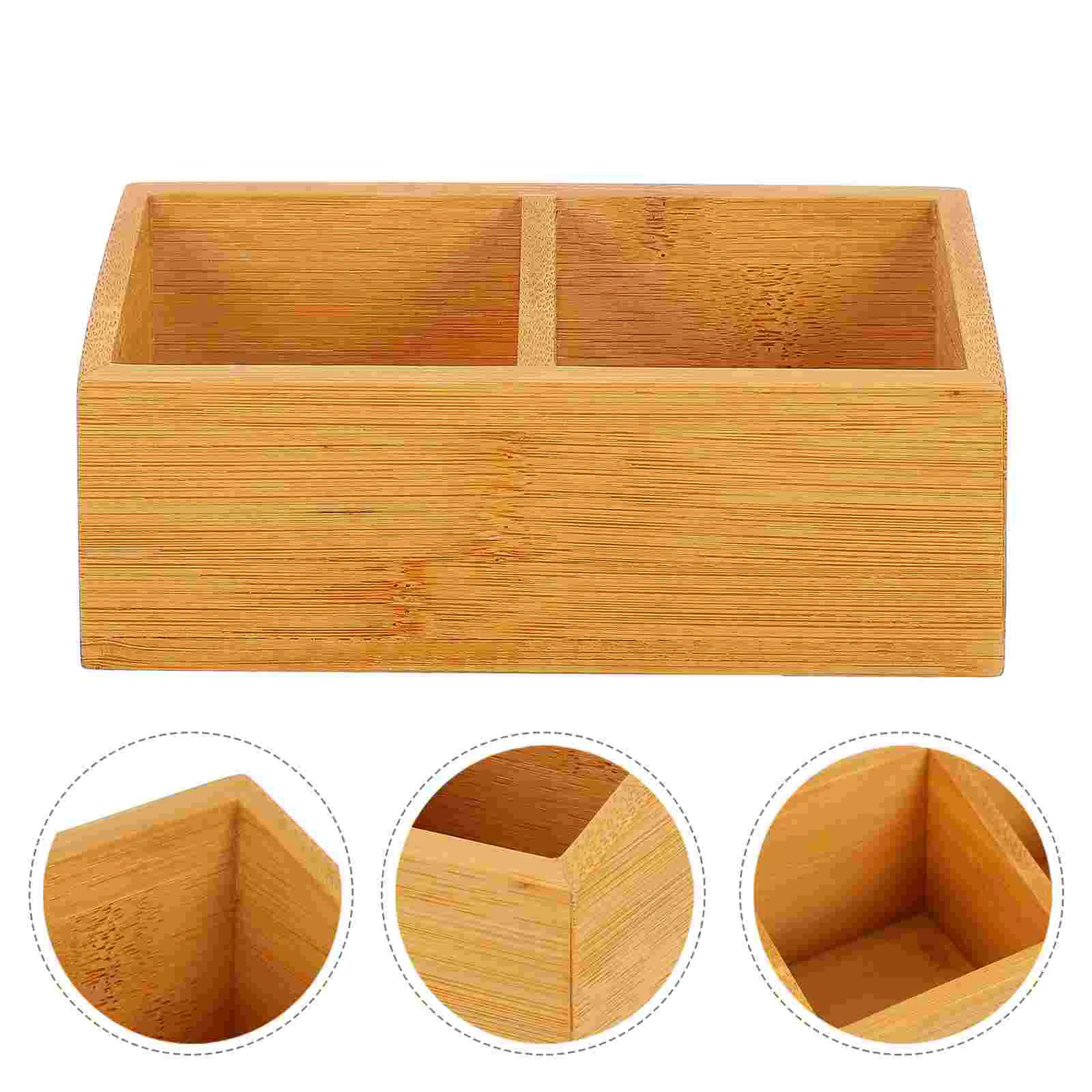 Dressing Table Storage Box Tea Bags Sugar Packets for Coffee Wood Case Wooden Grid