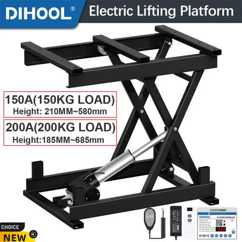 Plateforme élévatrice électrique à ciseaux, capacité de charge 200 kg / 150 kg, pour table basse, table pour animaux de compagnie, support de bricolage, avec télécommande et contrôle par application