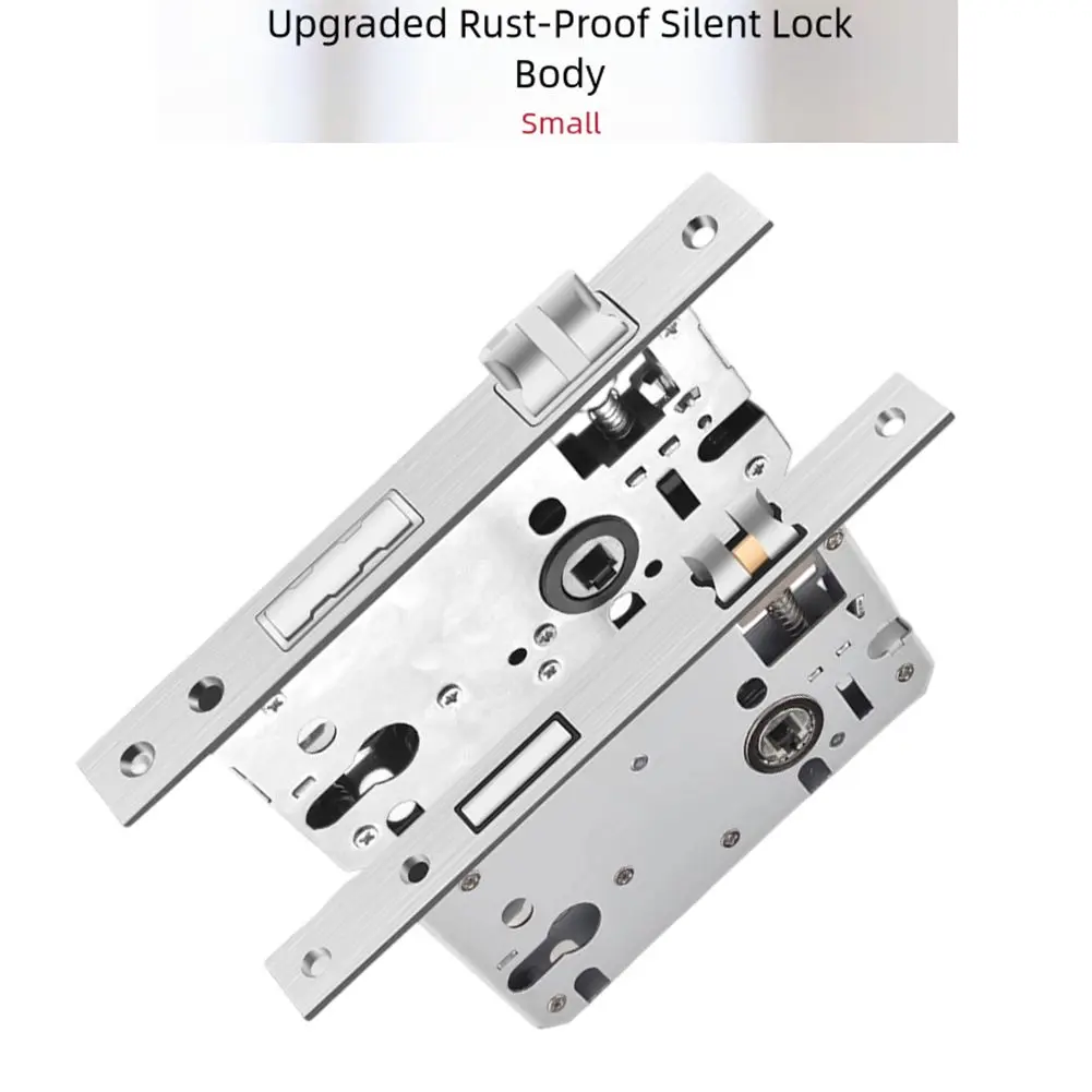 Silver finish light spring door lock body with guide pin for smooth installation compatible with bedroom and room doors
