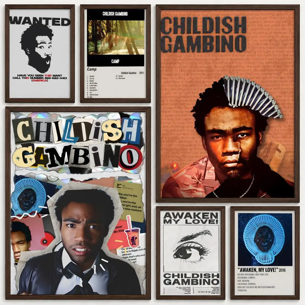 Rapper Childish Gambino Poster Self‑Adhesive Waterproof PP Poster Coffee House Bar Wall Art Sticker Room Home Decor