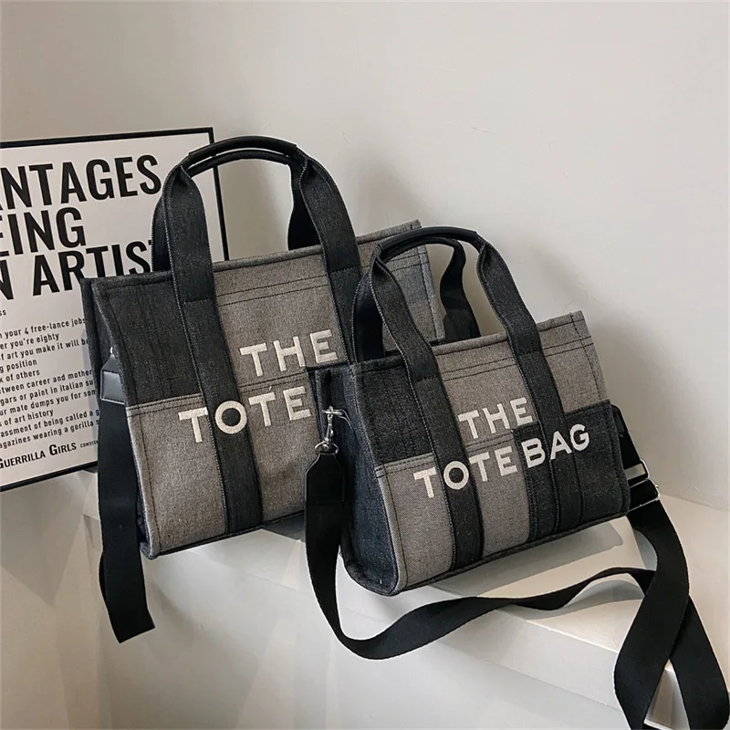 Retro Letras Bordadas Crossbody Bolsas para Mulheres, Sacola Denim para Senhoras, Alto Senso de Nicho, Frete Grátis, Novo, Venda