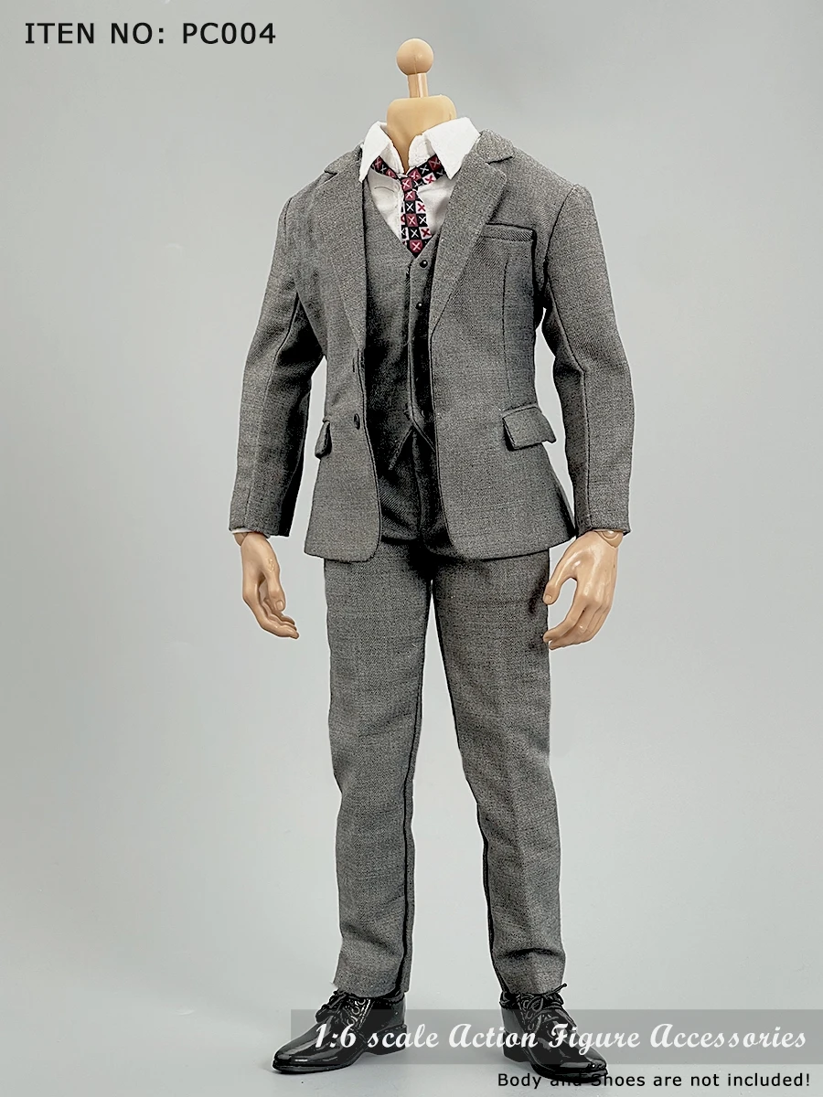 

NEW ZYTOYS 1/6 Male Gray Suit Shirt Trousers Vest Tie Set For 12inch Action Figures Accessories PC004 Men Body Soldier Clothes