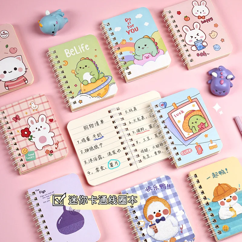 Children'S Cartoon Coil Notebook Girl Portable Mini Pocket Notebook Notepad Student Small Diary Book Planner Agenda Memo Pad