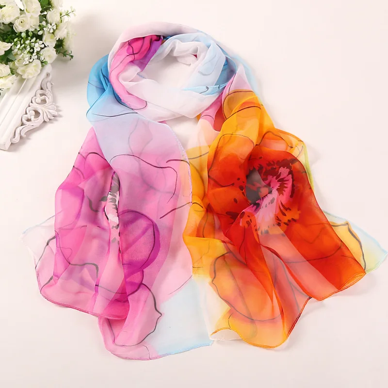 50*160CM New Women\'s Georgette Long Silk Scarf Scarf Wholesale Petanque Scarf