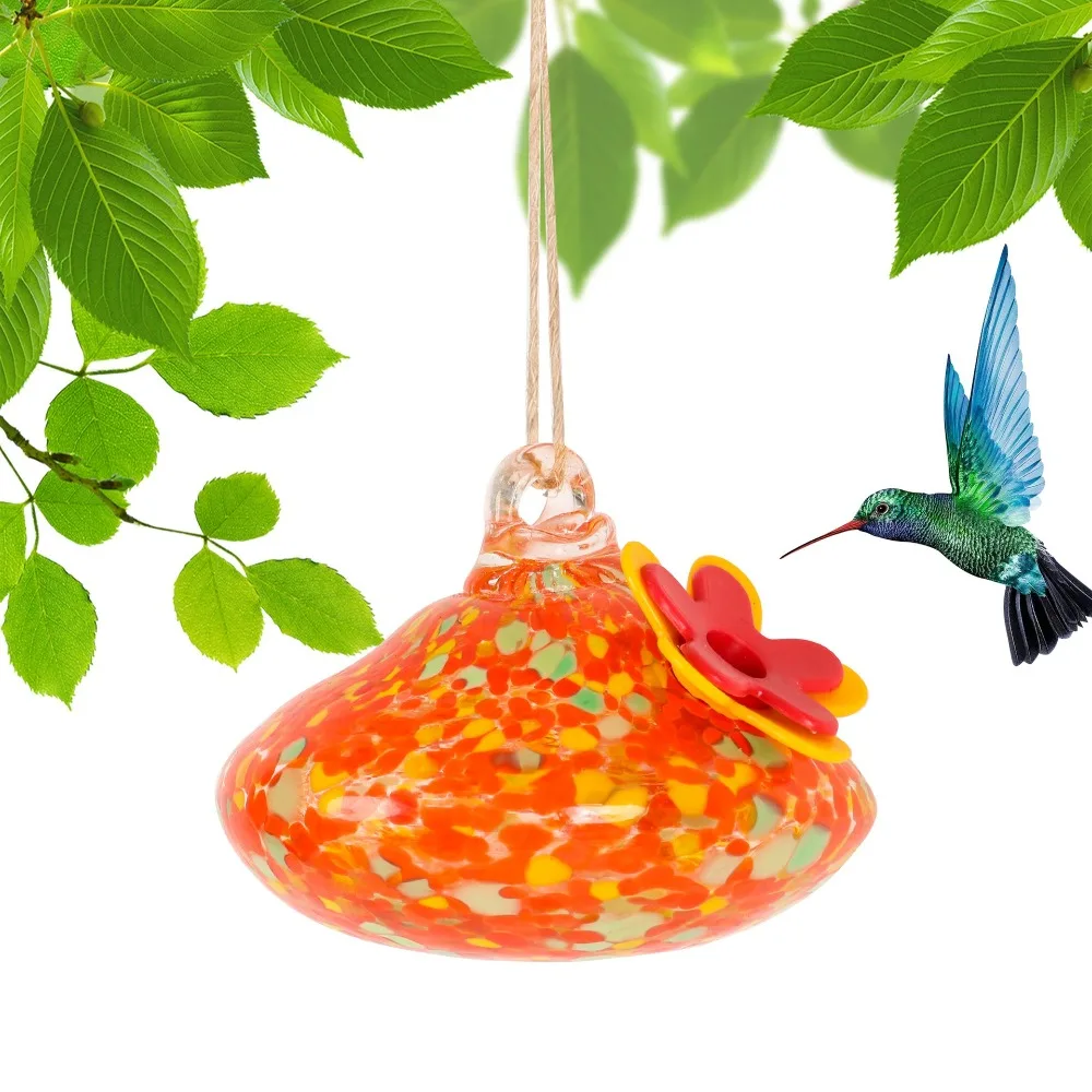 Comedero creativo de colibrí en forma de gota, bola de cristal colgante para pájaros, alimentador automático, práctico contenedor de agua para jardín y patio