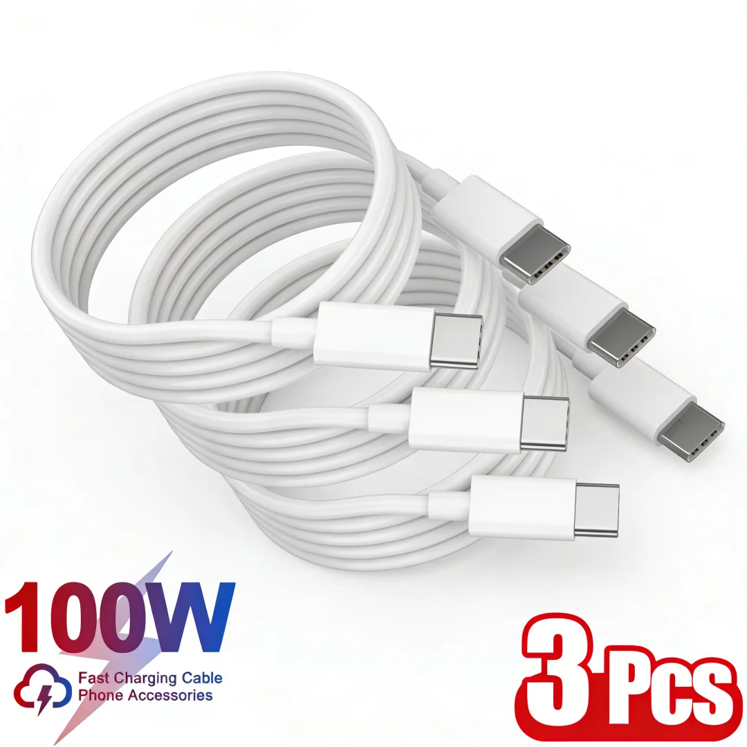 100W 10A USB-C To Type C Fast Charging Data Cable PD Quick Charge 3.0 Data Cord Line 0.25/1/1.5/2/3m For iPhone Samsung Huawei