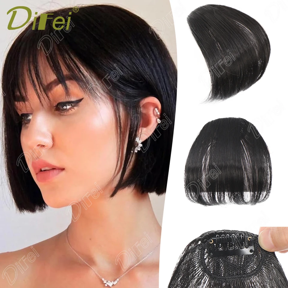 

Synthetic No-sideburns Bangs Wig BB Clip Style Invisible Seamless Straight Bangs Wig Suitable for Women's Daily Holiday Use