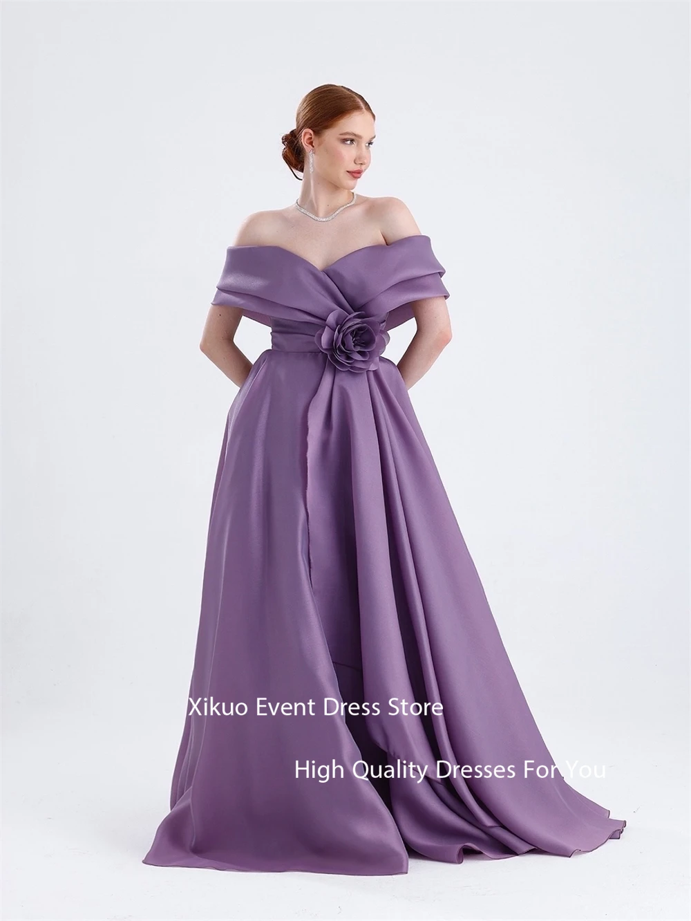 فستان سهرة Xikuo رشيق من الساتان الأحمر على شكل حرف A على شكل قلب رداء كوكتيل نسائي ثلاثي الأبعاد بطول الأرض فساتين حفلات مخصصة