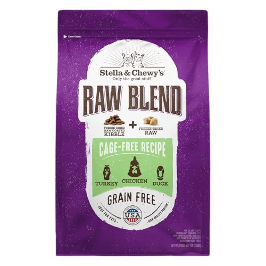 

Сухой корм для кошек Raw Blend Premium, беззерновой, с высоким содержанием белка, рецепт с птицей, выращенной в свободном выгуле, 5 фунтов. Сумка