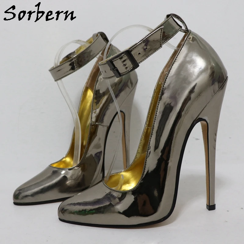 

Sorbern Metallic Grey Royal Blue Women Pump Shoes 16Cm High Heel Stilettos Female Night Party Footwear OL Heels Custom Color