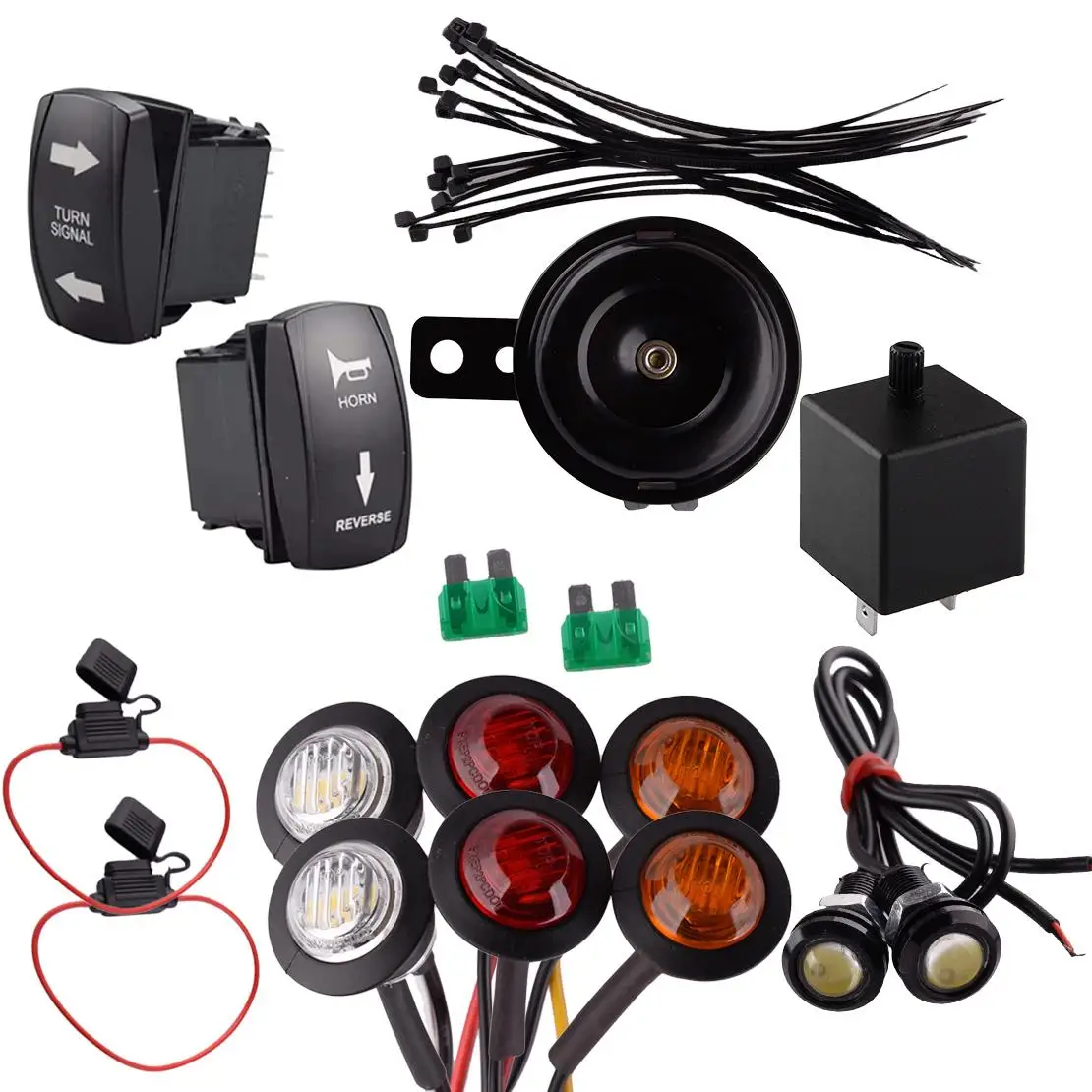 

Новый комплект светодиодных переключателей (поворотники, звуковой сигнал, задний ход) для гольф-каров Honda, Polaris, Kawasaki, Yamaha, UTV, Arctic Cat, Can-Am