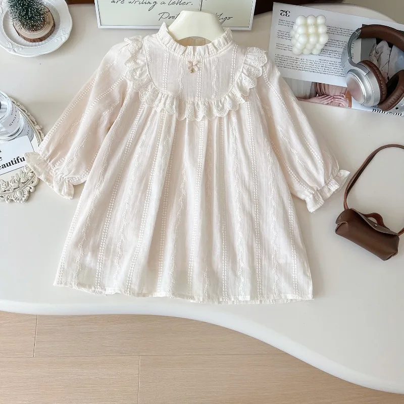 

Girls Dress Autumn Spring Long Sleeve Embroidered Dress Fall Birthday Party Kids Dresses Children Princess Dress 2 3 4 5 6 7Yrs