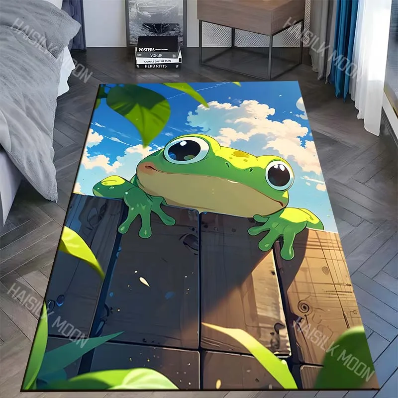 1PC Big eyed frog over wall sunny sky Carpet for Living Room Bedroom Sofa Home Decor Rus Non-slip Floor Mat Luxury Gift