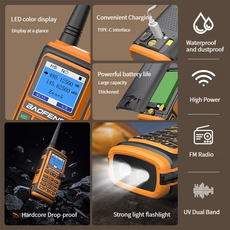 Baofeng UV 17 Walkie Talkie Type-C Charging Hm  FM Radios UV Dual Band 10KM High Power Two Way Radio