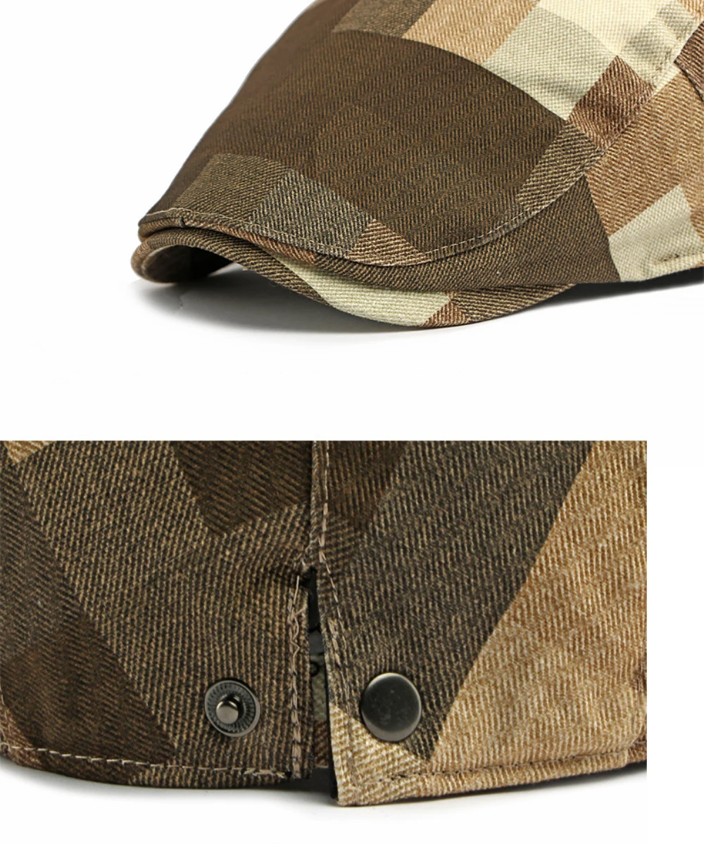 HT5062 Baskenmützen 2026 Frühling Herbst Kappen für Herren Damen Künstler Maler Baskenmütze Herren Damen Ivy Flat Cap Verstellbare Karierte Baskenmütze – Detail 5