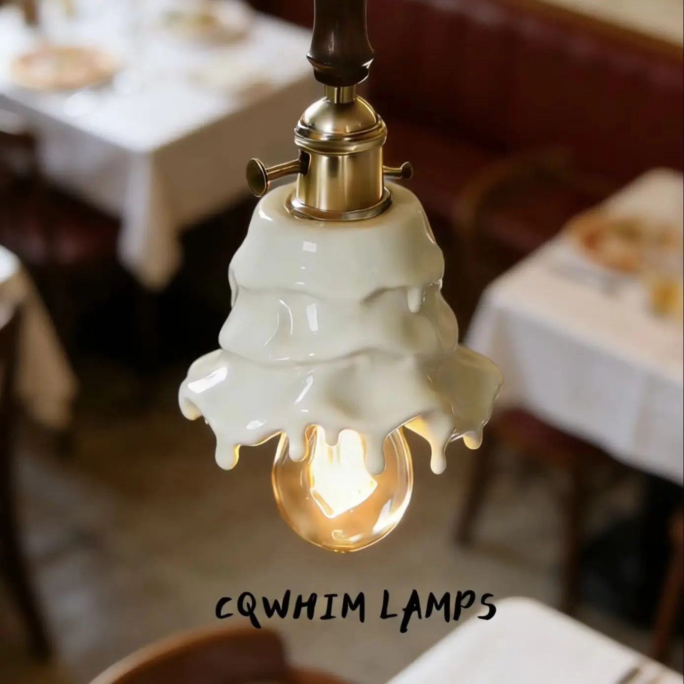 

Creamy Drip Handmade Ceramic Pendant Lamp | Cute Artisan Lighting for Cafe & Home