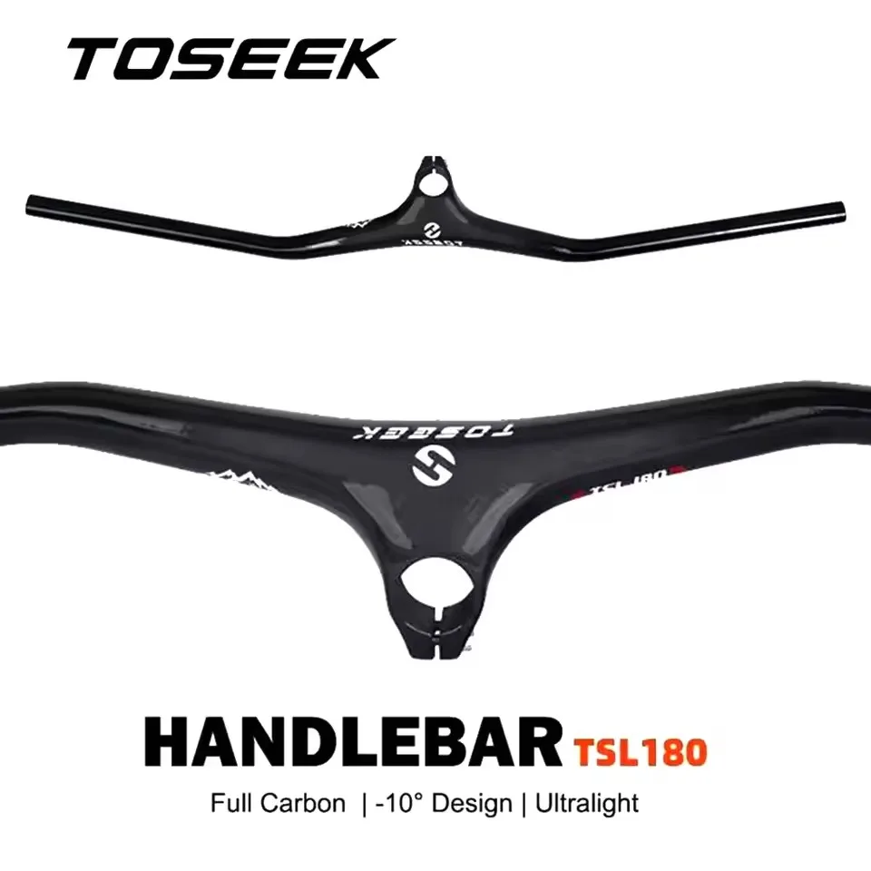 

TOSEEK T800 Carbon Fiber Bike Integrated Handlebar With Stem -10 Degrees Mountain Bicycle One-Piece Handlebars MTB XC Handle Bar