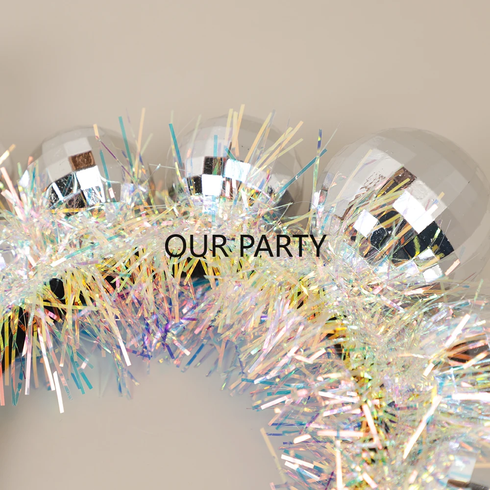 1Pcs 70s Mirror Disco Ball Headband Bachelorette Hair Hoops for 80s Music Disco Theme Birthday Wedding Bride To Be Party Decor