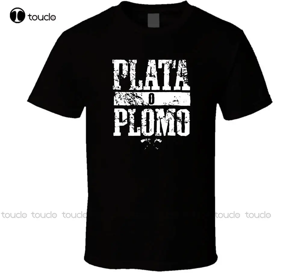 Pablo Escobar Plata O Plomo Drug Cool Black White Summer Slim Fit Men Hipster O-Neck Popular Tops Make My Own T Shirt