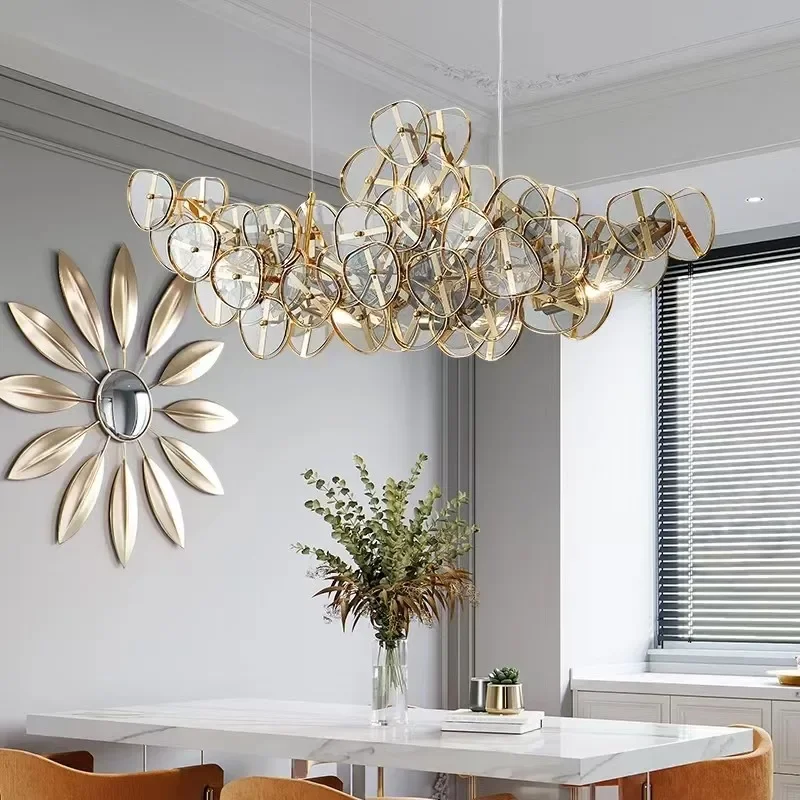 Modern luxury living room pendant light sunflower glass model room dining room lighting original creative LED lighting fixtures