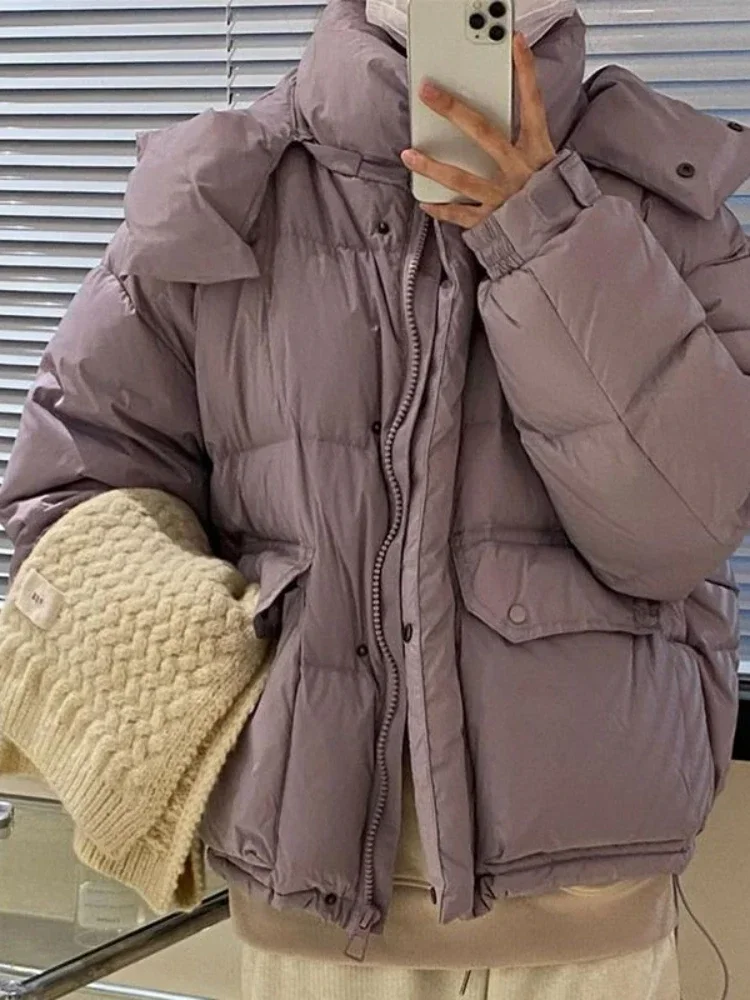 Women Short Parkas Autumn Winter Hooded Cotton Padded Jacket Female Thickened Warm Oversized Puffer Coat Streetwear Outwear