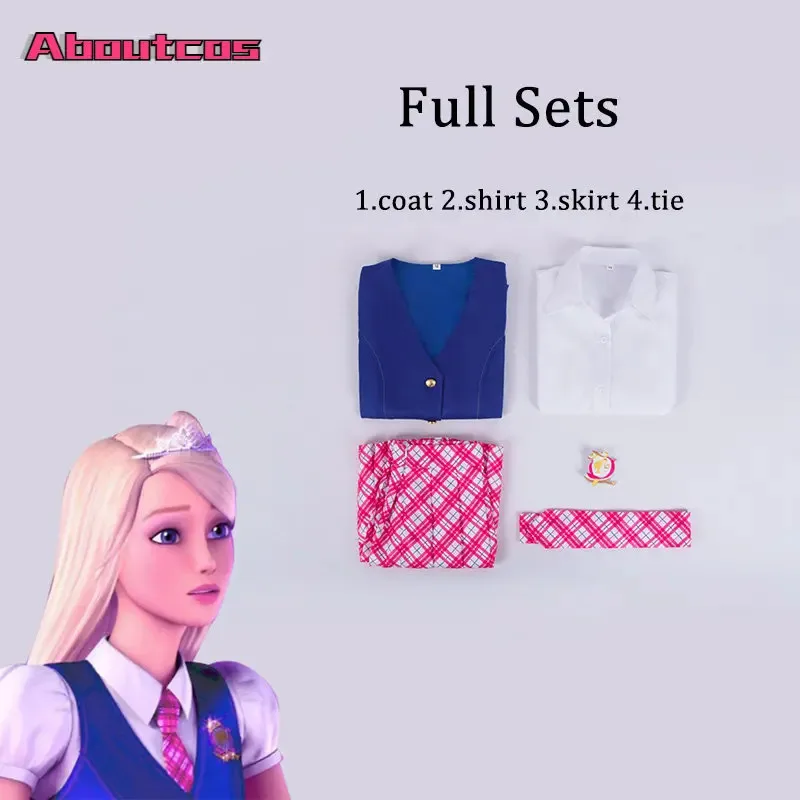 

New ❤2025 Aboutcos Movie Princess Charm School Delancey Wen Cosplay Costume Woman Top Skirt Suit JK Uniform Set Halloween ☆ ☆ ☆