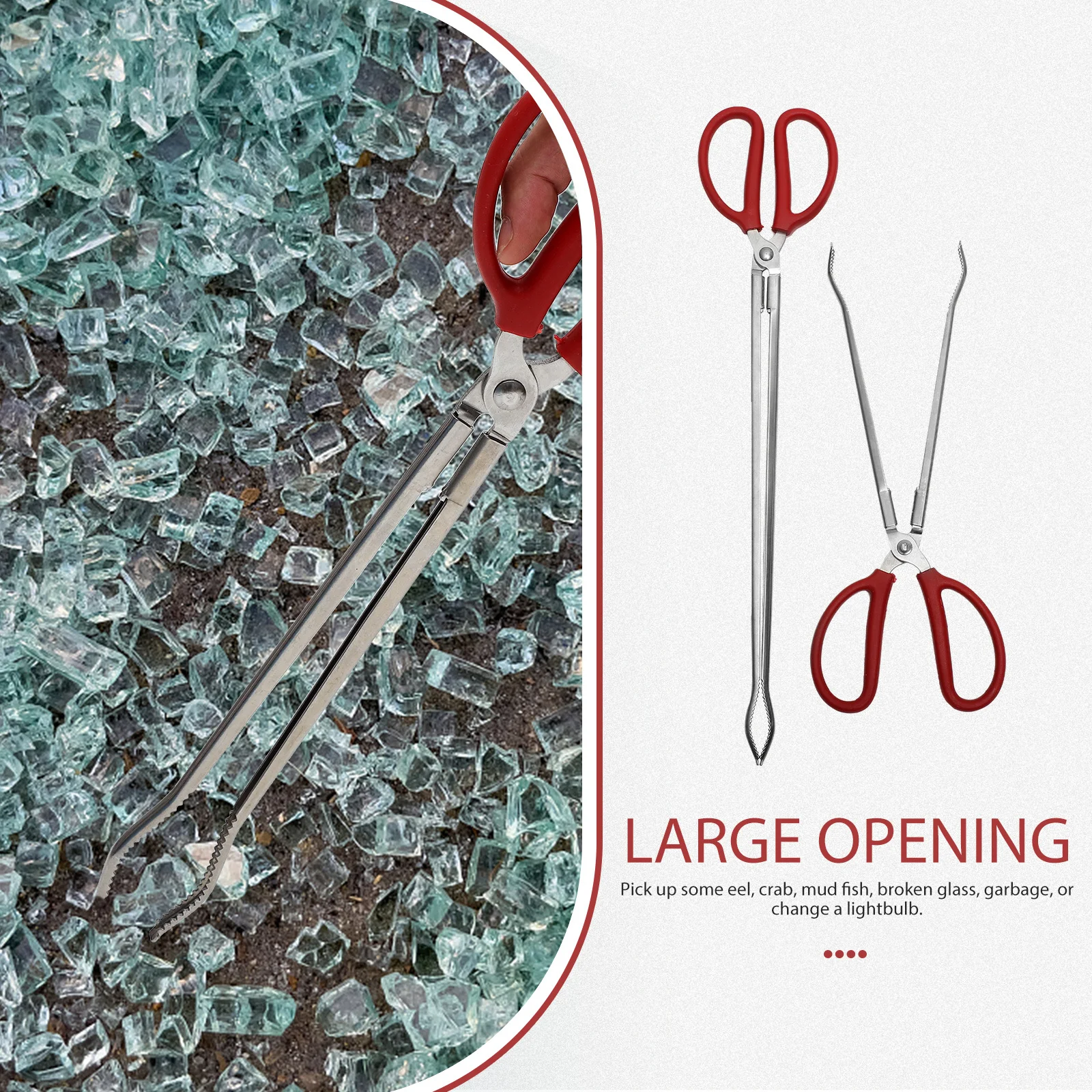 

2pcs Stainless Steel Crab Tongs 53Cm 38Cm Long Reach Grabber For Eel Mud Fish Trash Pickup Outdoor Camping Bbq Garbage Clamps