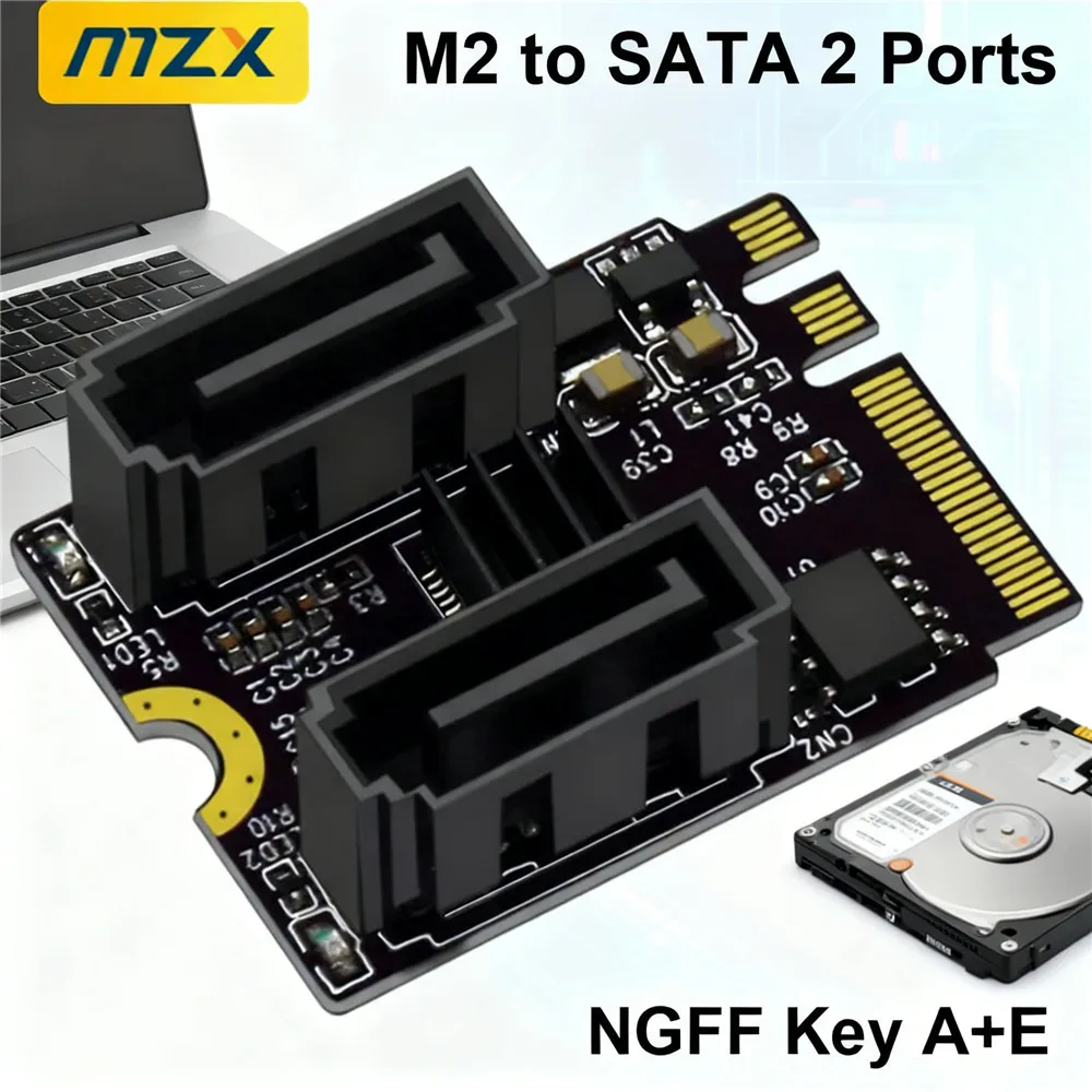 M2 zu SATA 3.0 2 Ports NGFF Konverter Erweiterung Riser Karte SCHLÜSSEL A+E WIFI Erweiterung M.2 SSD HDD Festplatte Adapter Treiber kostenlos