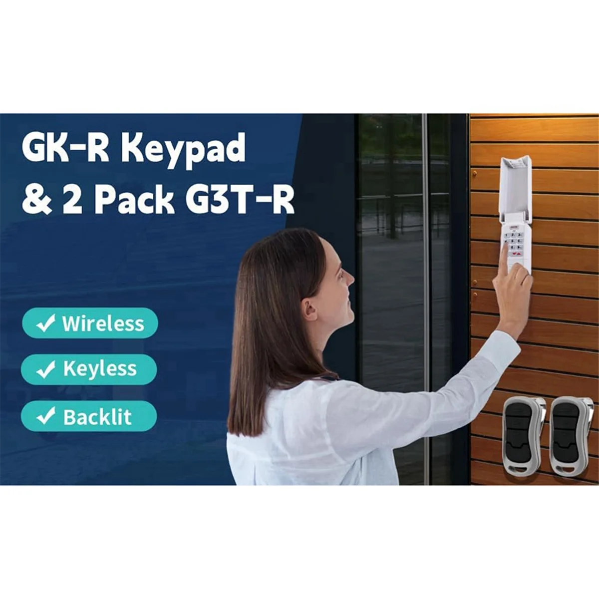 GK-R Garage Door Opener Keypad and 2 Pack G3T-R 3-Button Remote, for Genie Intellicode Technology and Overhead Opener