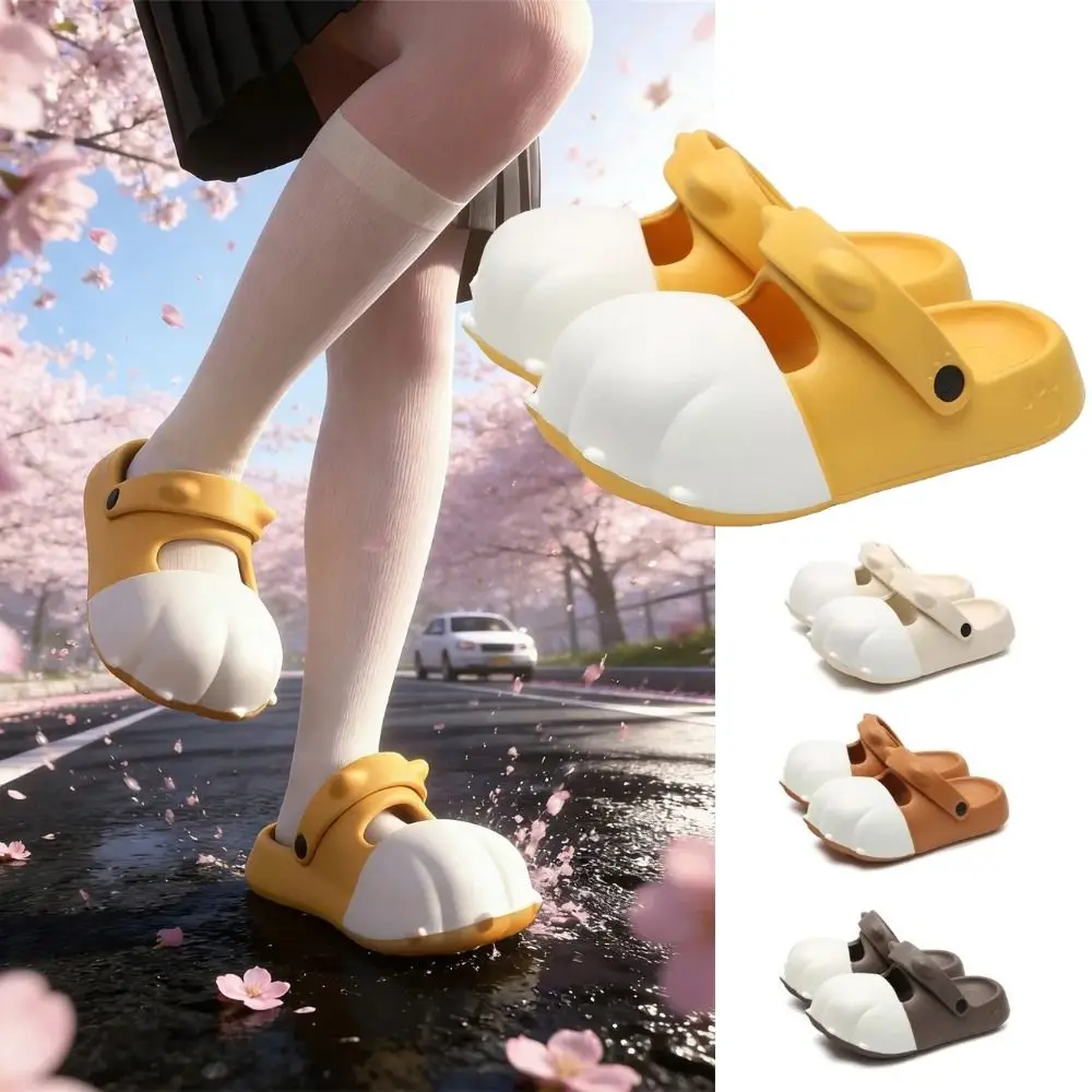 1 Pair EVA Cat Paw Slippers Thick Soled Wear-resistant Claw Flip Flops Waterproof Anti Slip Closed Toe Slippers